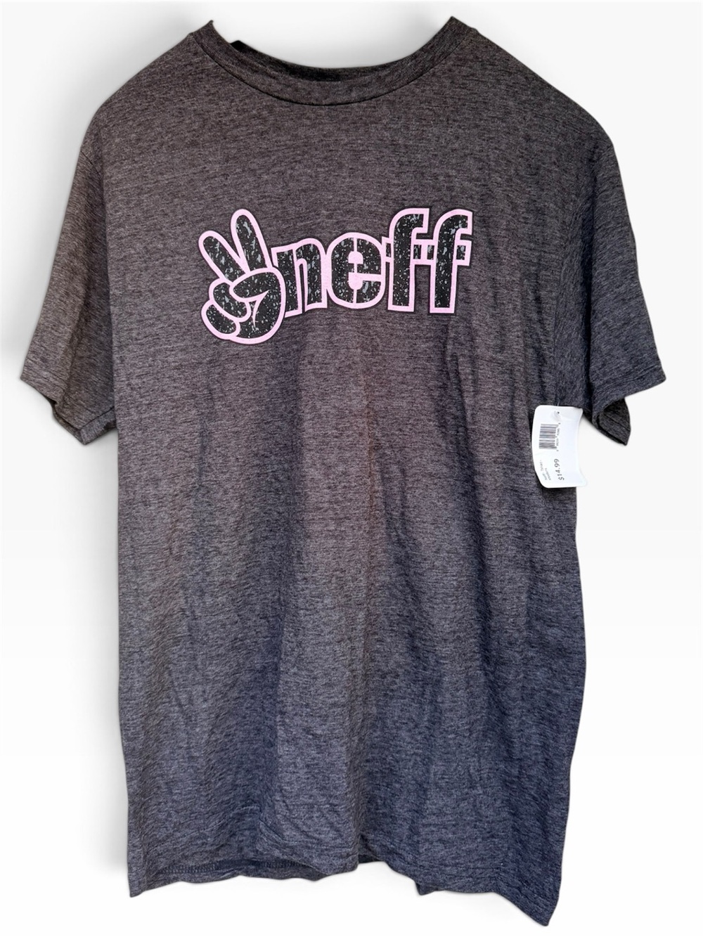 Mens Neff Charcoal Graphic Tee with Pink Logo